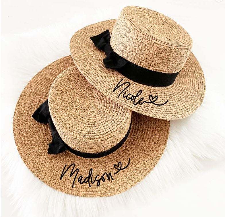 Personalized Boater Hat - Bride and Jewel