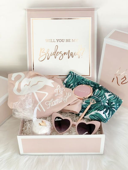 Pink Personalized Bridesmaid Gift Boxes - Bride and Jewel