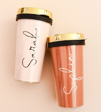 Personalized Travel Mugs - Bride and Jewel