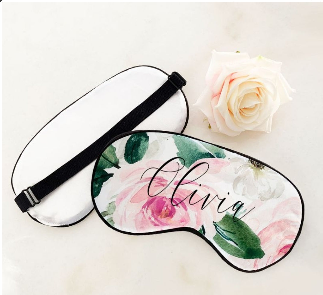 Personalized Floral Sleep Mask - Bride and Jewel