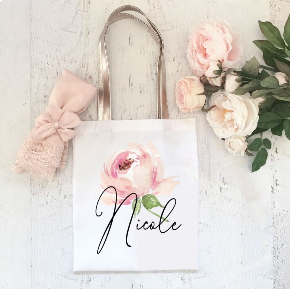 Personalized Spring Rose Tote - Bride and Jewel