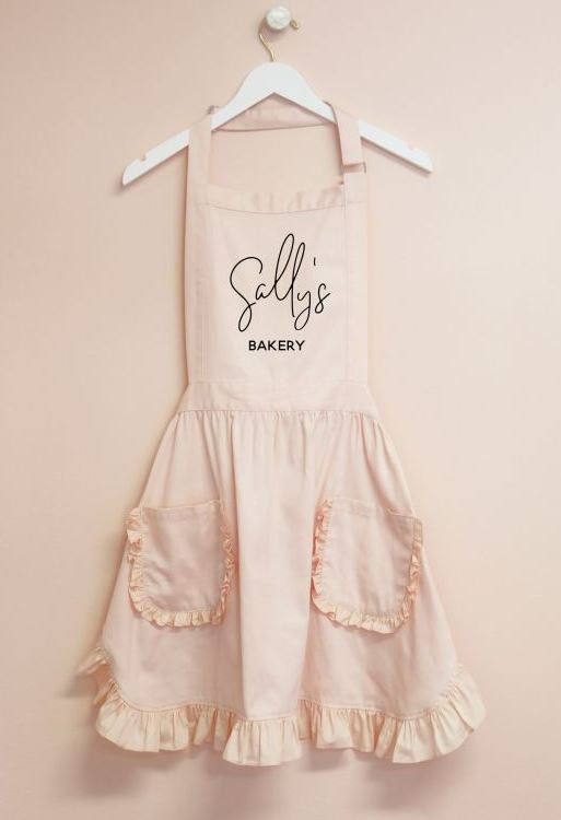 Personalized Ruffled Apron - Bride and Jewel