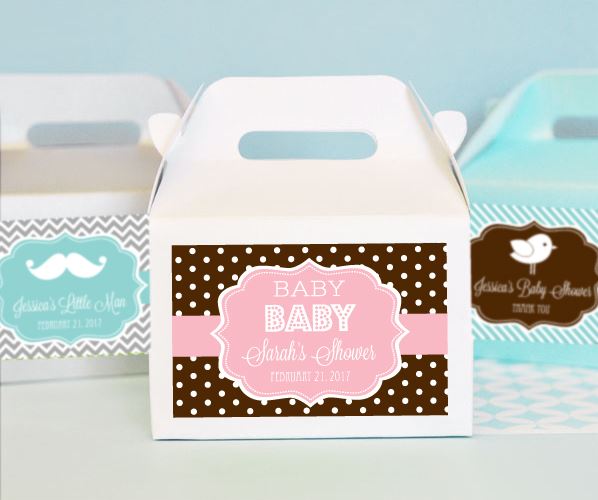Personalized MOD Pattern Baby Mini Gable Boxes (set of 12) - Bride and Jewel