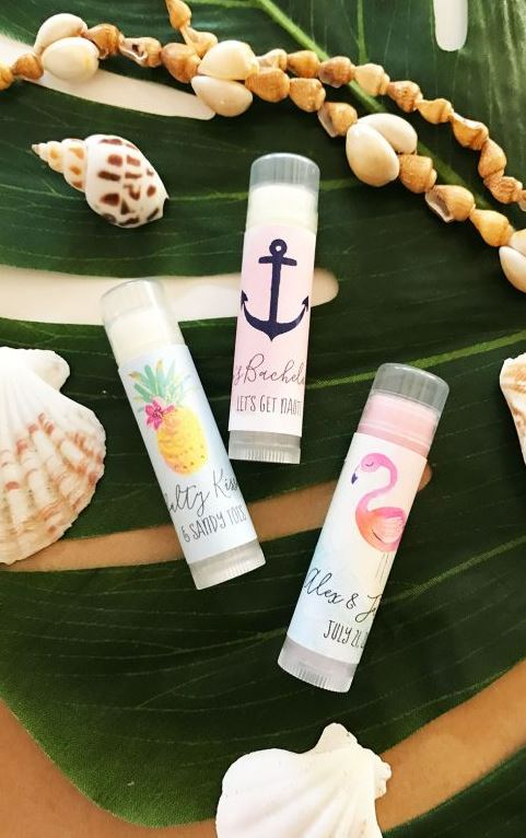 Personalized Tropical Beach Lip Balm Tubes - Bride and Jewel