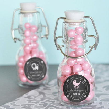 Chalkboard Baby Shower Personalized Mini Glass Bottles - Bride and Jewel