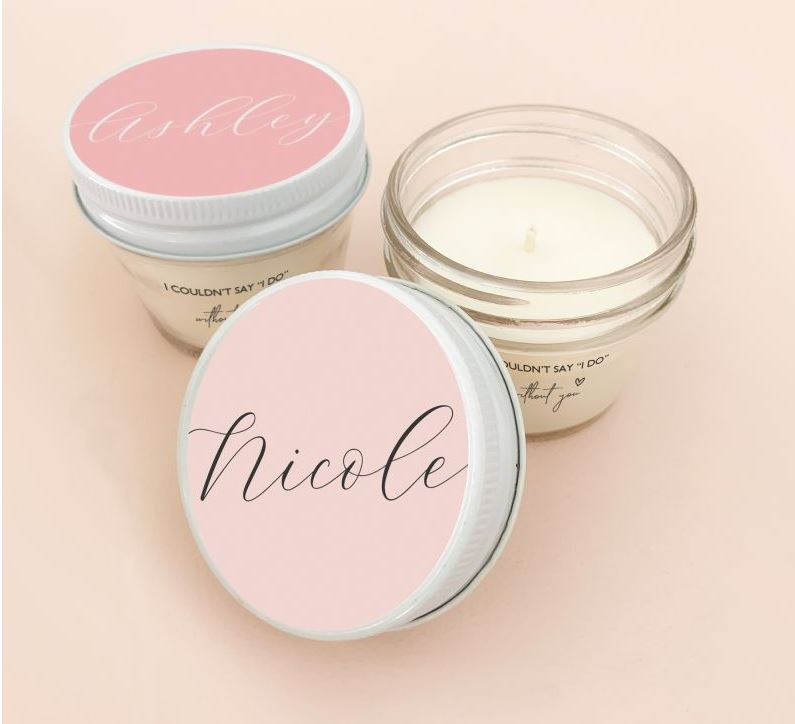 Personalized Bridesmaid Candle Jars - Bride and Jewel
