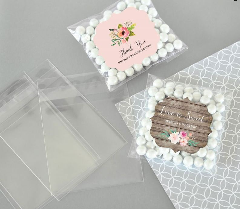 Personalized Floral Garden Clear Candy Bags (Set of 24) - Bride and Jewel