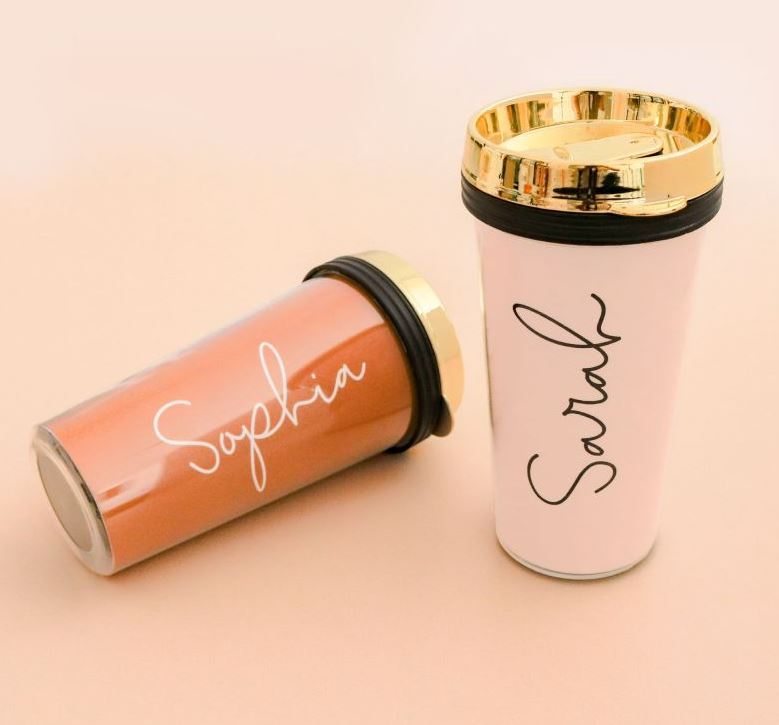 Personalized Travel Mugs - Bride and Jewel