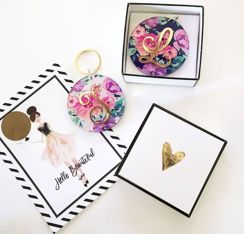Floral Monogram Keychains - Bride and Jewel