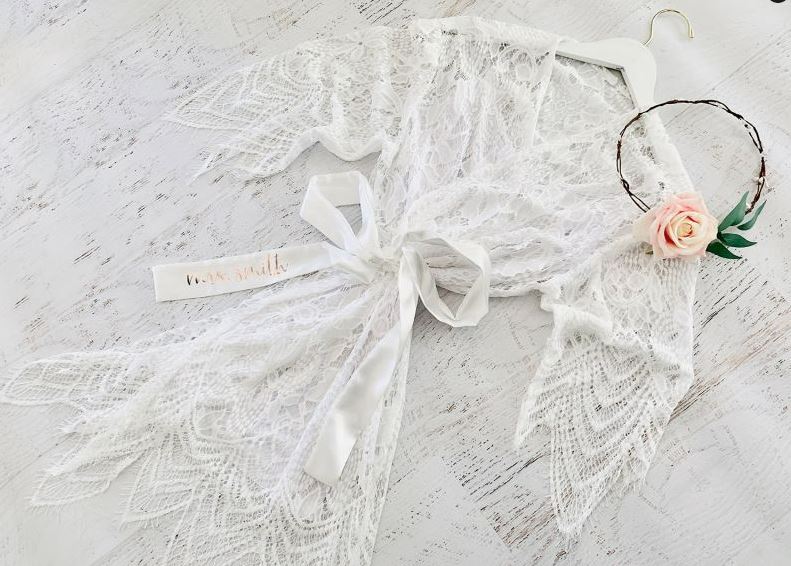 Personalized Lace Robe - Bride and Jewel