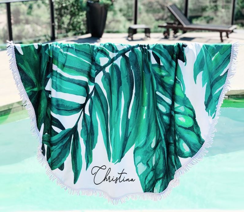 Personalized Palm Leaf Towel - Bride and Jewel