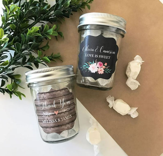 Personalized Floral Garden Mini Mason Jars - Bride and Jewel
