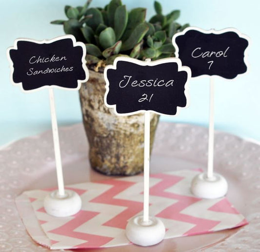 Framed Chalkboard Place Card Stands - Bride and Jewel