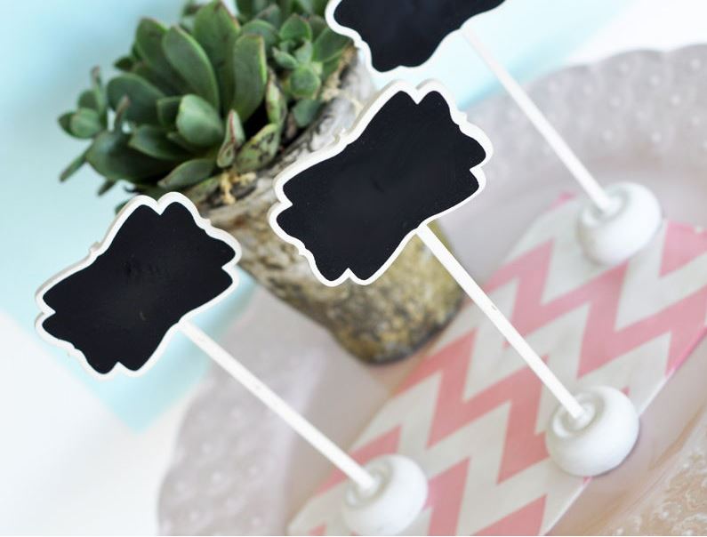 Framed Chalkboard Place Card Stands - Bride and Jewel