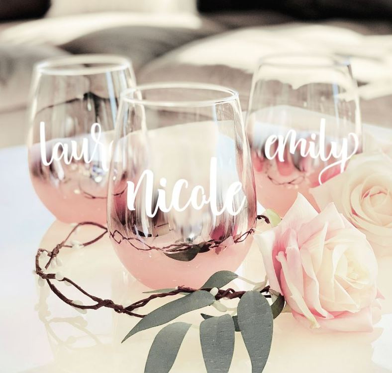Personalized Stemless Glass - Rose Gold - Bride and Jewel