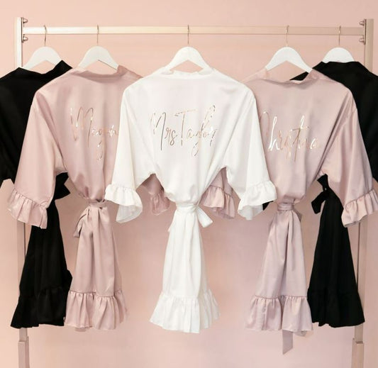 Personalized Ruffled Robe - Bride and Jewel