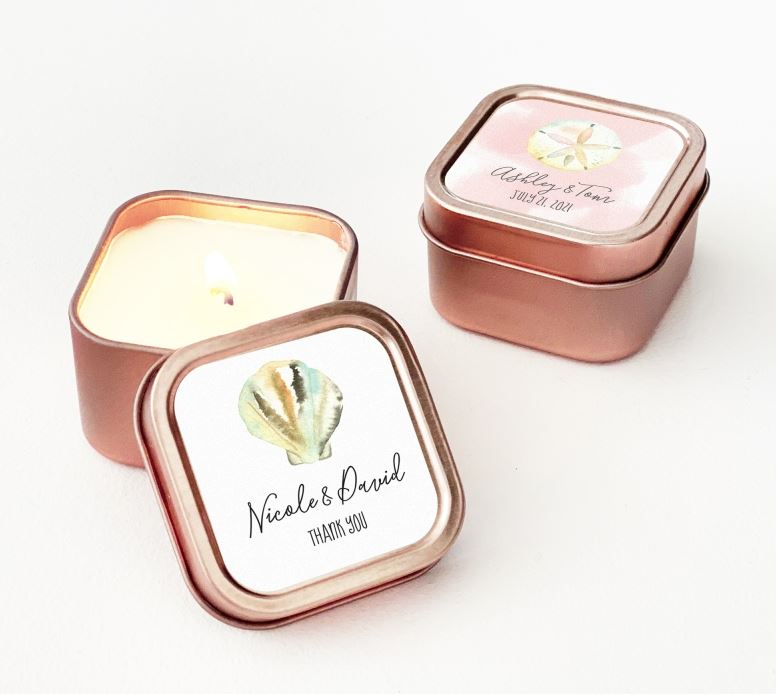 Tropical Beach Candle Tins – Rose Gold - Bride and Jewel