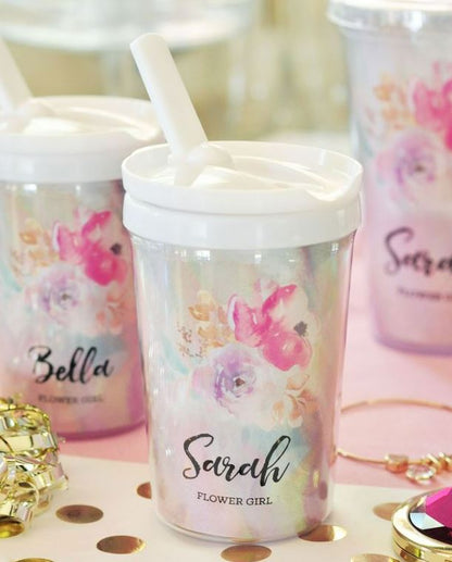 Flower Girl or Baby Girl Sippy Cups - Bride and Jewel