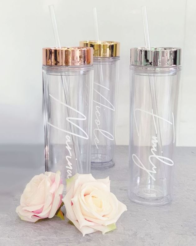 Personalized Tall Tumbler - Bride and Jewel